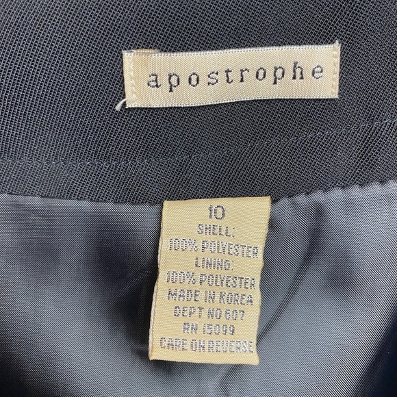 Vintage Apostrophe Black Pencil Skirt | Classic Lined Midi Work Skirt Size 10 - Picture 4 of 5